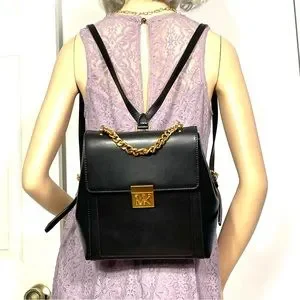 ?Like New Michael Kors  Black Leather Backpack for women’s Michael Kors Womens Sheila Medium Logo Backpack (Black  main image 2